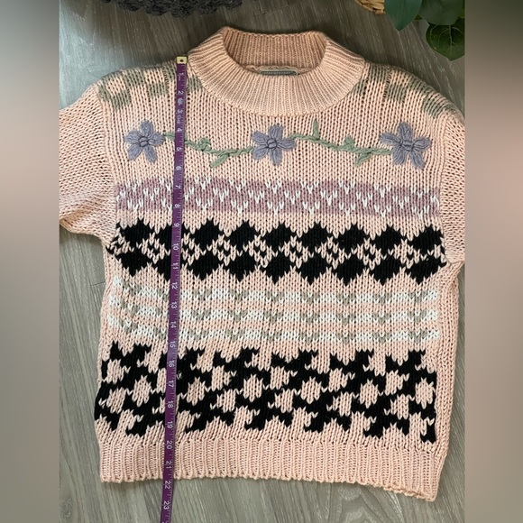 Vintage 80’s Spice Of Life Pink Floral Chunky Knit Sweater - Picture 9 of 11